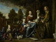 Jan Weenix Agneta Block and her family at their summer home Vijverhof with her cultivated pineapple Spain oil painting artist